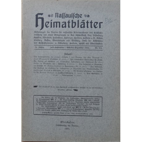 Nassauische Heimatblätter 34. Jahrgang, Juli - Dezember 1933, Nr. 3/4